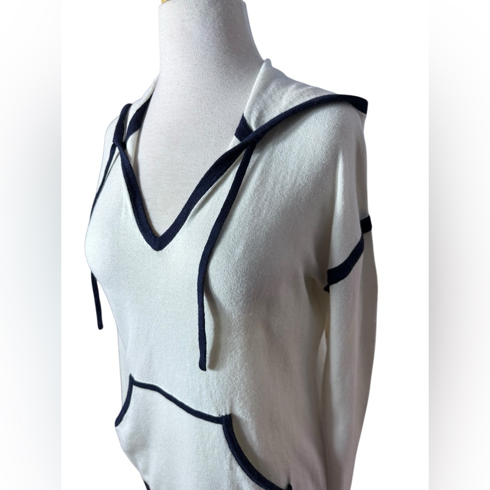 Alashan Cashmere Cotton Knit Long Sleeve V Neckline Hoodie Pullover Swea… - Picture 5 of 11
